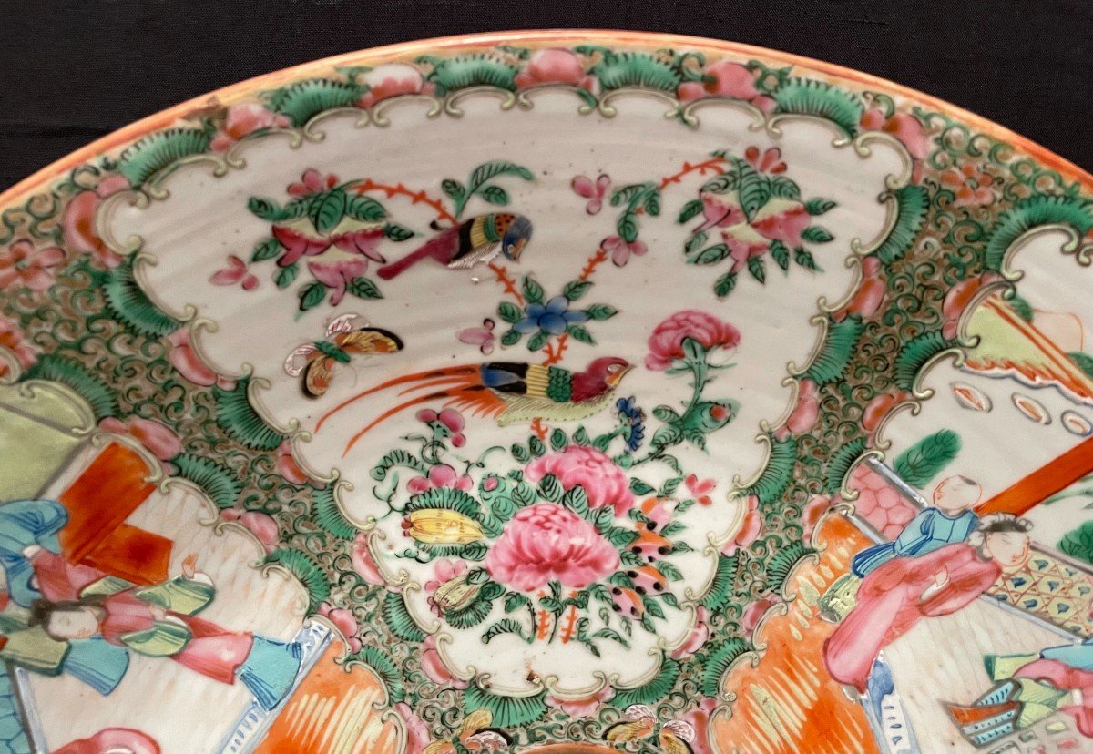 Chine Grand Plat Rond En émaux De Canton 40,5 Cm XIXème-photo-3