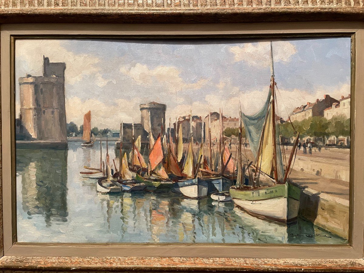 Painting Port Of La Rochelle By Christian Couillaud-photo-2