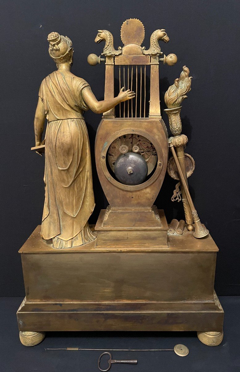 Important Gilt Bronze Lyre Clock 59 Cm Allegory Of Music Empire Period -photo-7