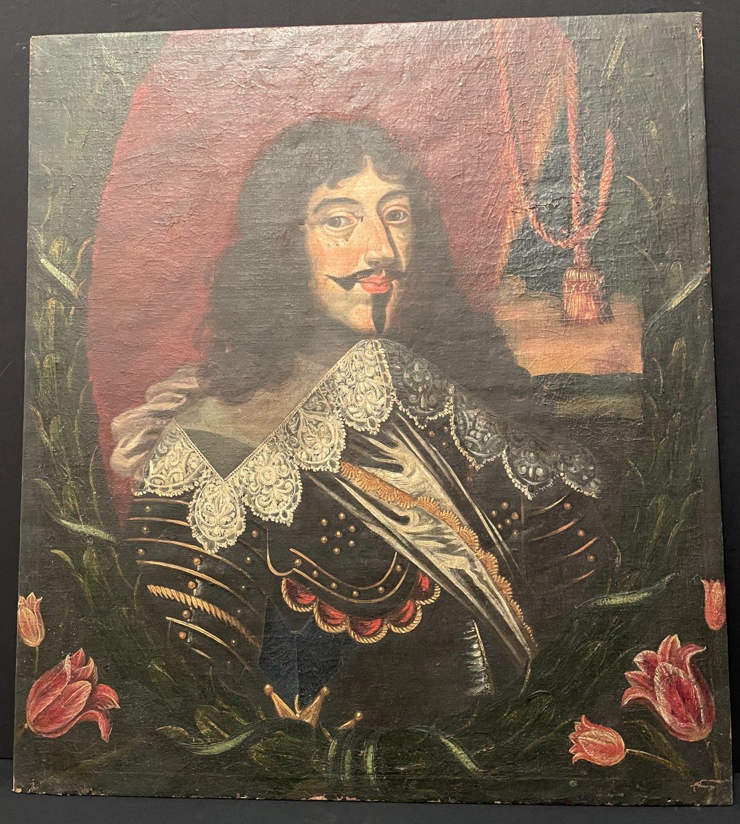 Louis XIII Portrait Painting In Armor Eighteenth Century