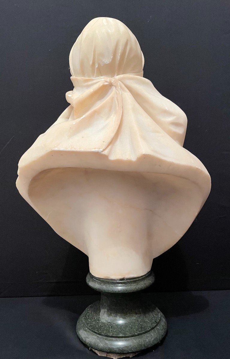 Sulamitide Or The Rose Of Sharon Alabaster Woman Bust Italy XIXth 60 Cm-photo-7