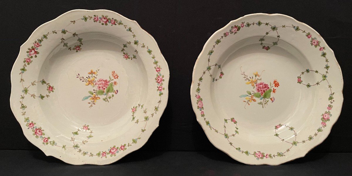 Venise Cozzi Paire d'Assiettes Porcelaine époque XVIIIème