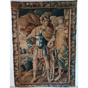 Tapisserie Aubusson Couple De Guerriers Antiques à La Chasse Fin XVIIème