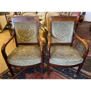 Pair Of Mahogany Empire Period Armchairs Early Nineteenth Century