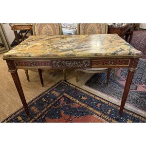 Louis XVI Style Marquetry Middle Table In The Taste Of Linke Napoleon III Period