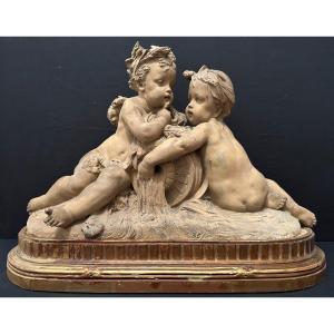 Albert-ernest Carrier-belleuse La Source Important Patinated Terracotta Dated 1864