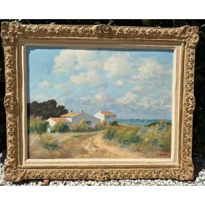 Tableau Maisons Blanches Au Martray île De Ré Par Raymond Énard