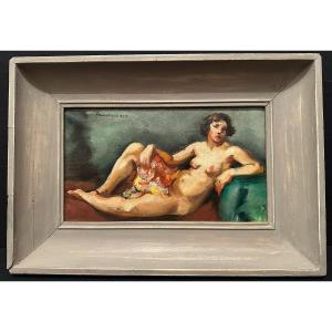 Nude Painting Of Woman With Shawl By Charles Picart Le Doux