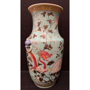 Chine Vase Porcelaine Style Dayazhai Aux Dragons èpoque Guangxu Fin XIXème