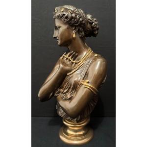 Bronze Female Bust Helen Of Troy By Jean-baptiste Clésinger Barbedienne Fondeur 1860