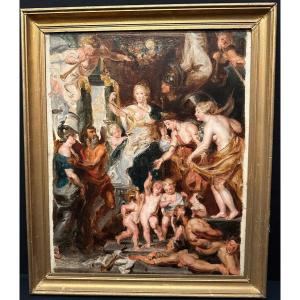 Painting The Happiness Of The Regency Of Marie De Medici After Peter Paul Rubens 