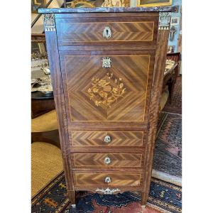 Small Lady's Secretary, Louis XVI Style, Mahogany Marquetry, Late 19th Century