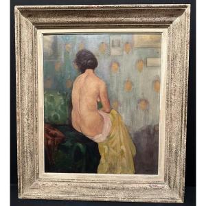 Tableau Art Déco Femme Nue De Dos Sur Son Divan