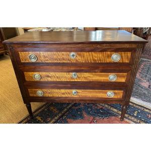 Small Louis XVI Chest Of Drawers In Mahogany And Lemon Wood, Late 18th Century