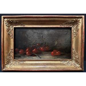 Petit Tableau Nature Morte Aux Cerises Par Brunel De Neuville