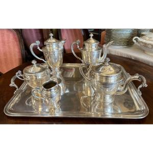 Important Louis XV Style Silver Metal Armorial Tea Coffee And Chocolate Service By Ercuis