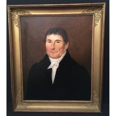 Portrait d'homme époque Restauration 1830 .