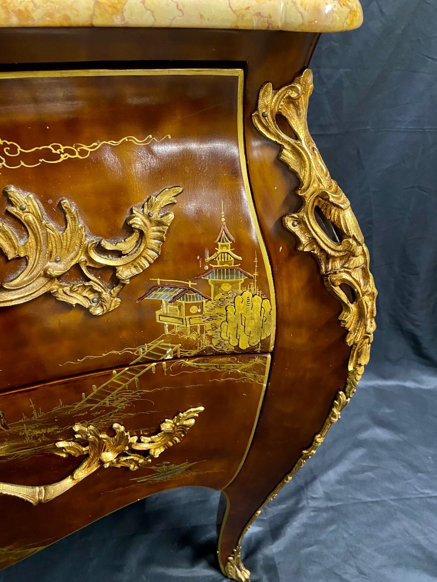 Louis XV Style Chest Of Drawers With Asian Decor-photo-2