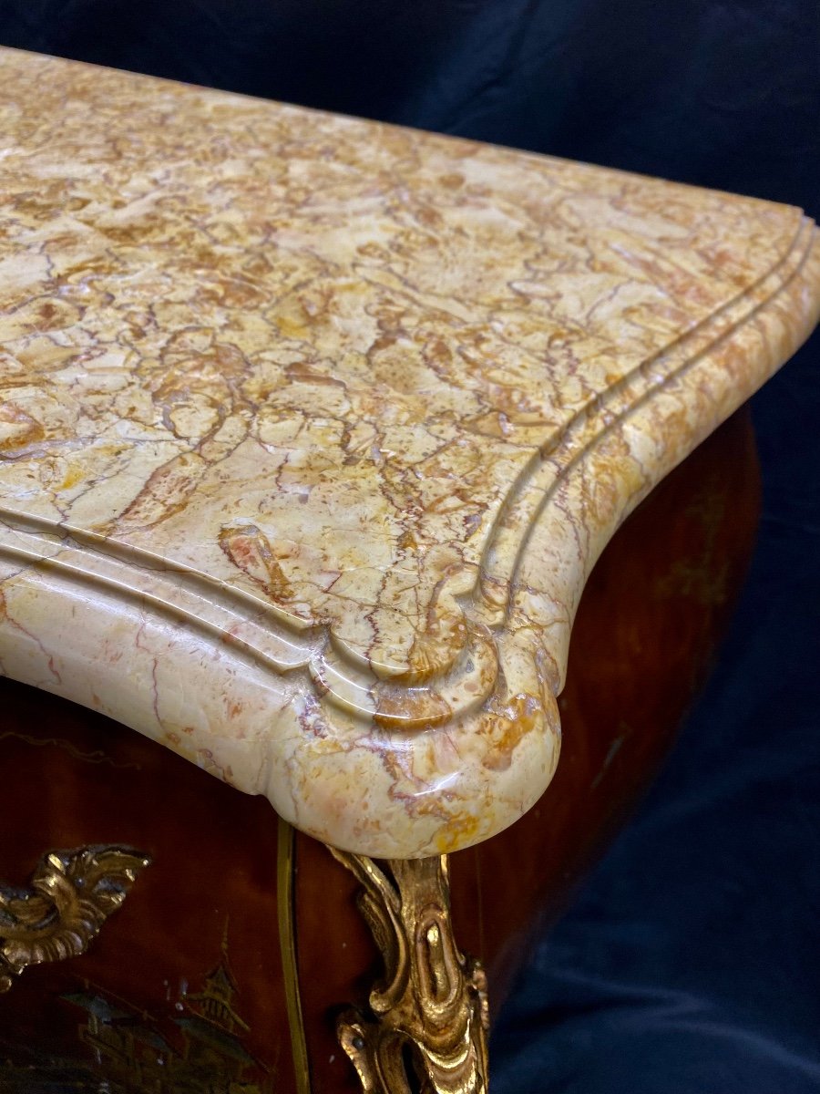 Louis XV Style Chest Of Drawers With Asian Decor-photo-4