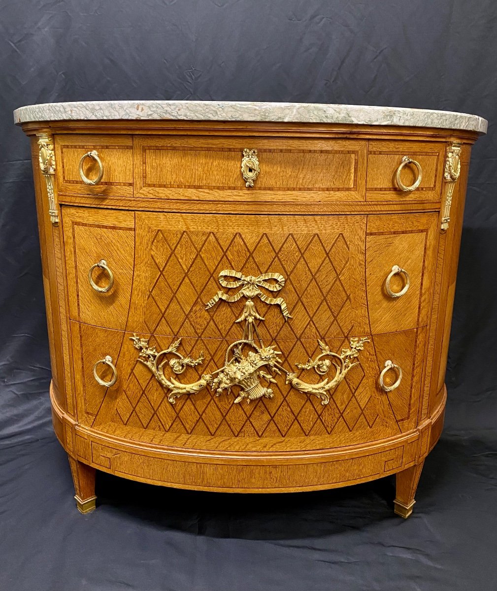 Louis XVI Style Half-moon Commode-photo-4