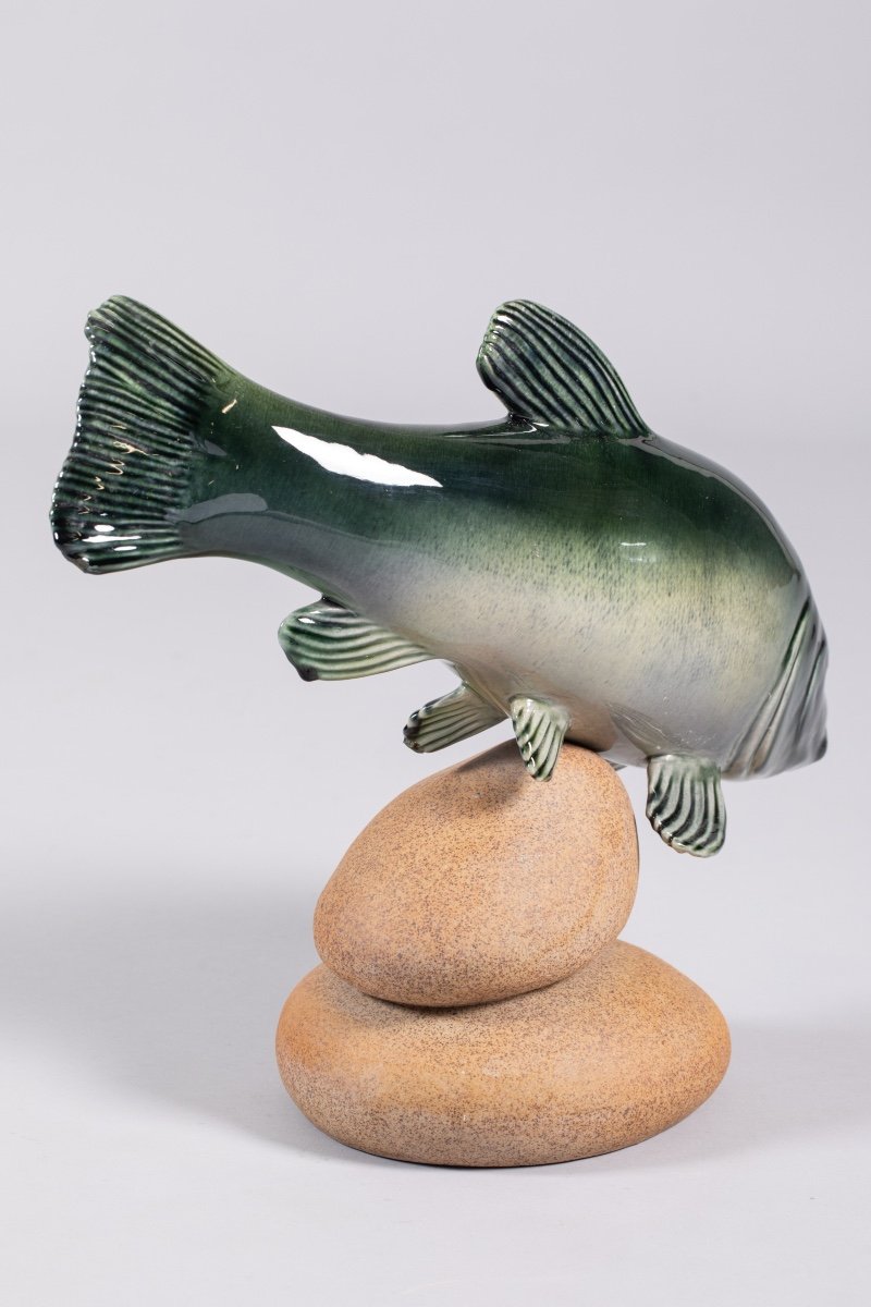 Enameled Fish Sculpture In Ceramic 1960-photo-3