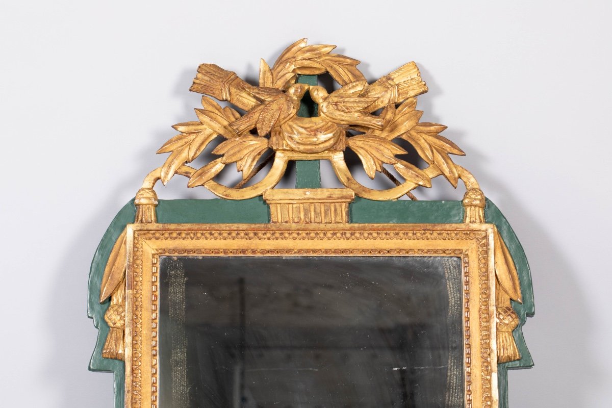 Miroir En Bois Doré d'époque Louis XVI-photo-2