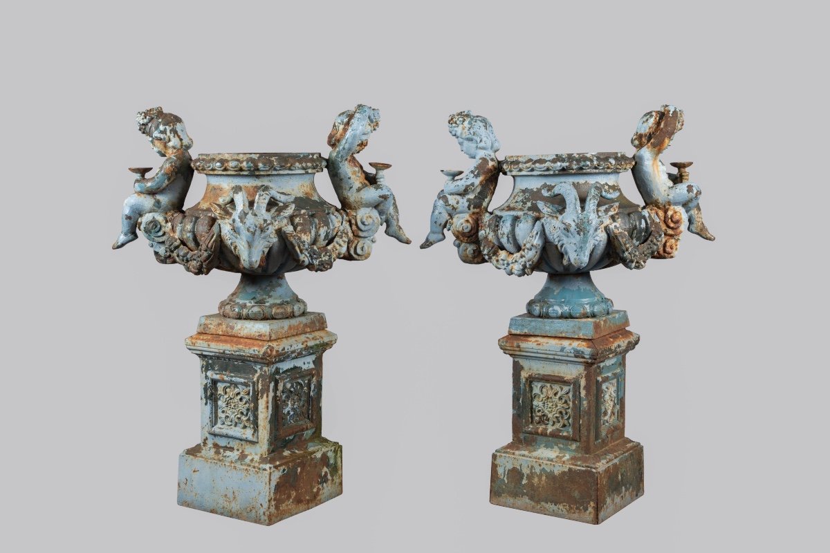 Pair Of Large Cast Iron Basins 