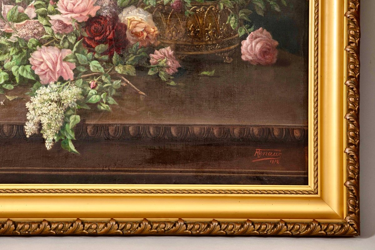 Renals 19th Century. Still Life With Lilacs And Roses -photo-4