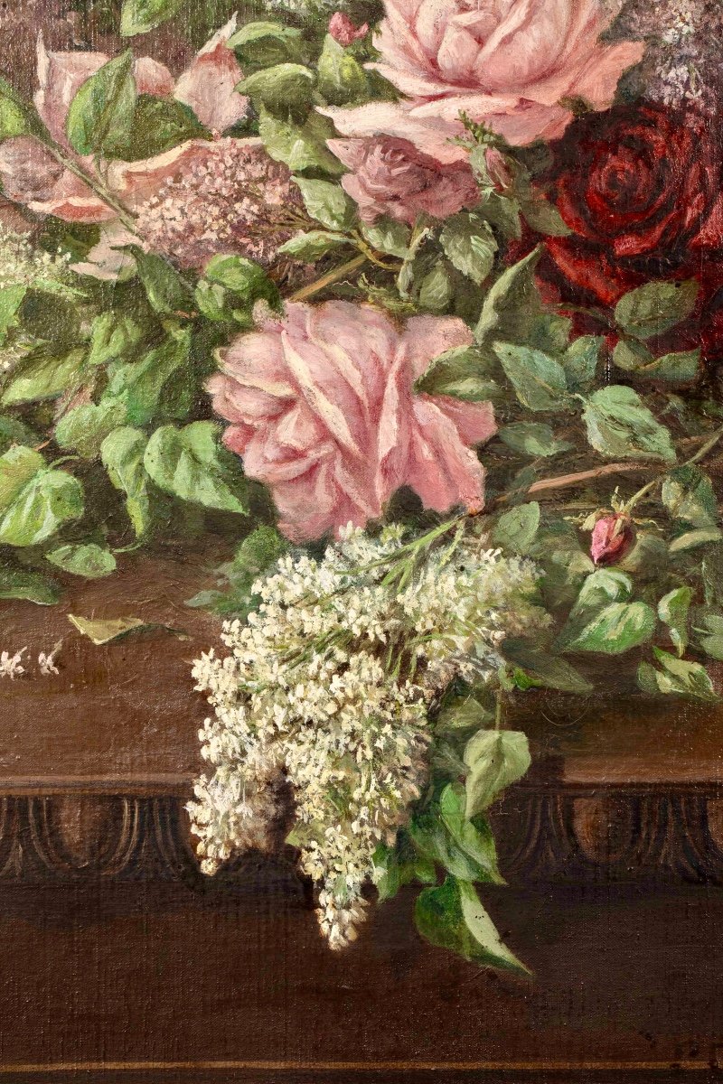 Renals 19th Century. Still Life With Lilacs And Roses -photo-3