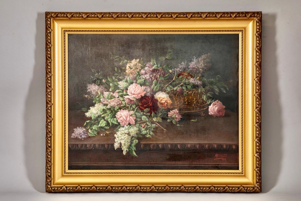 Renals 19th Century. Still Life With Lilacs And Roses 