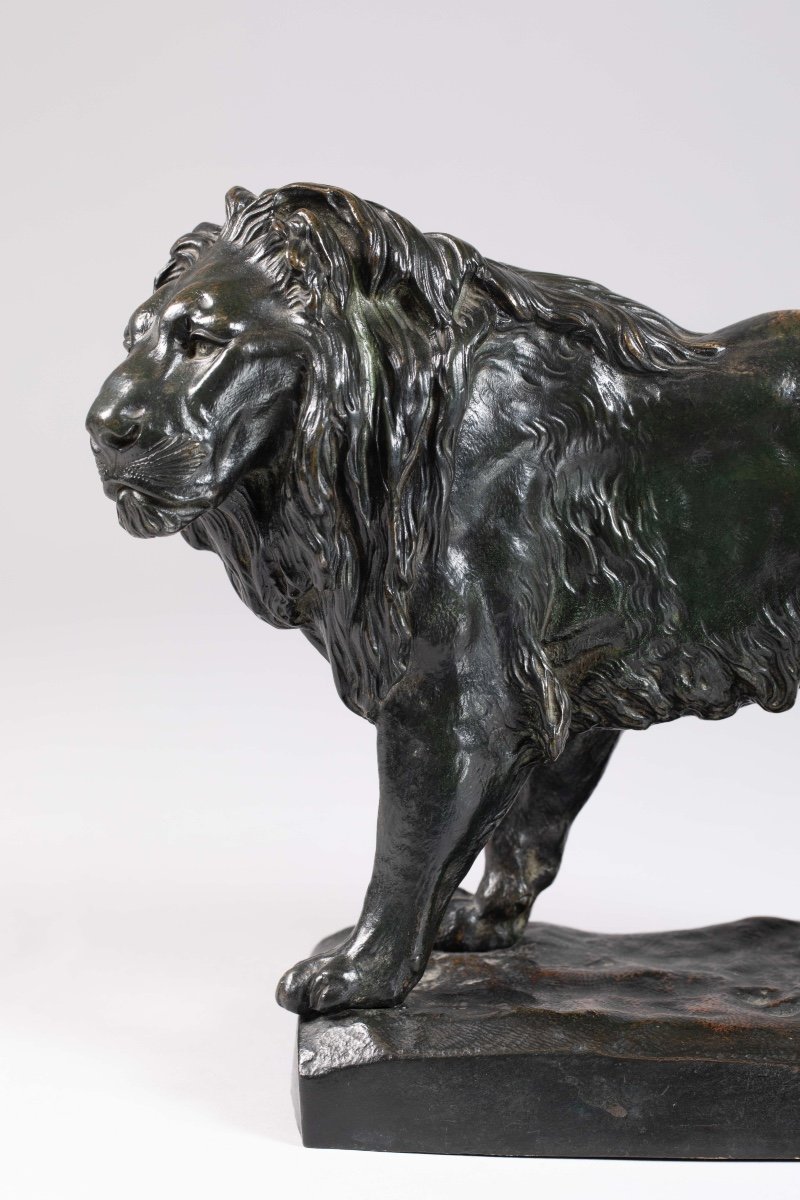 Alfred Barye (1839-1882) Lion Marchant Bronze -photo-3