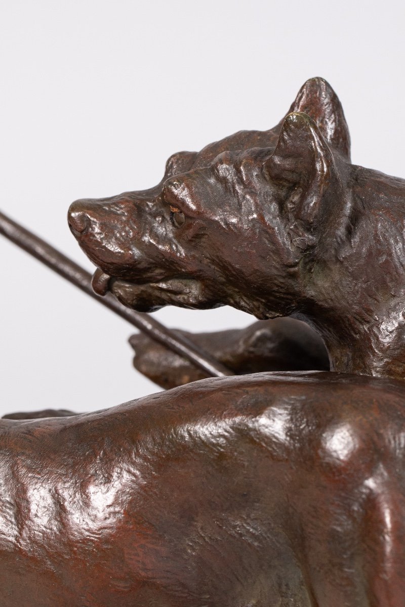 Louis Riché Art Deco Bronze “dog Trainer”,-photo-5