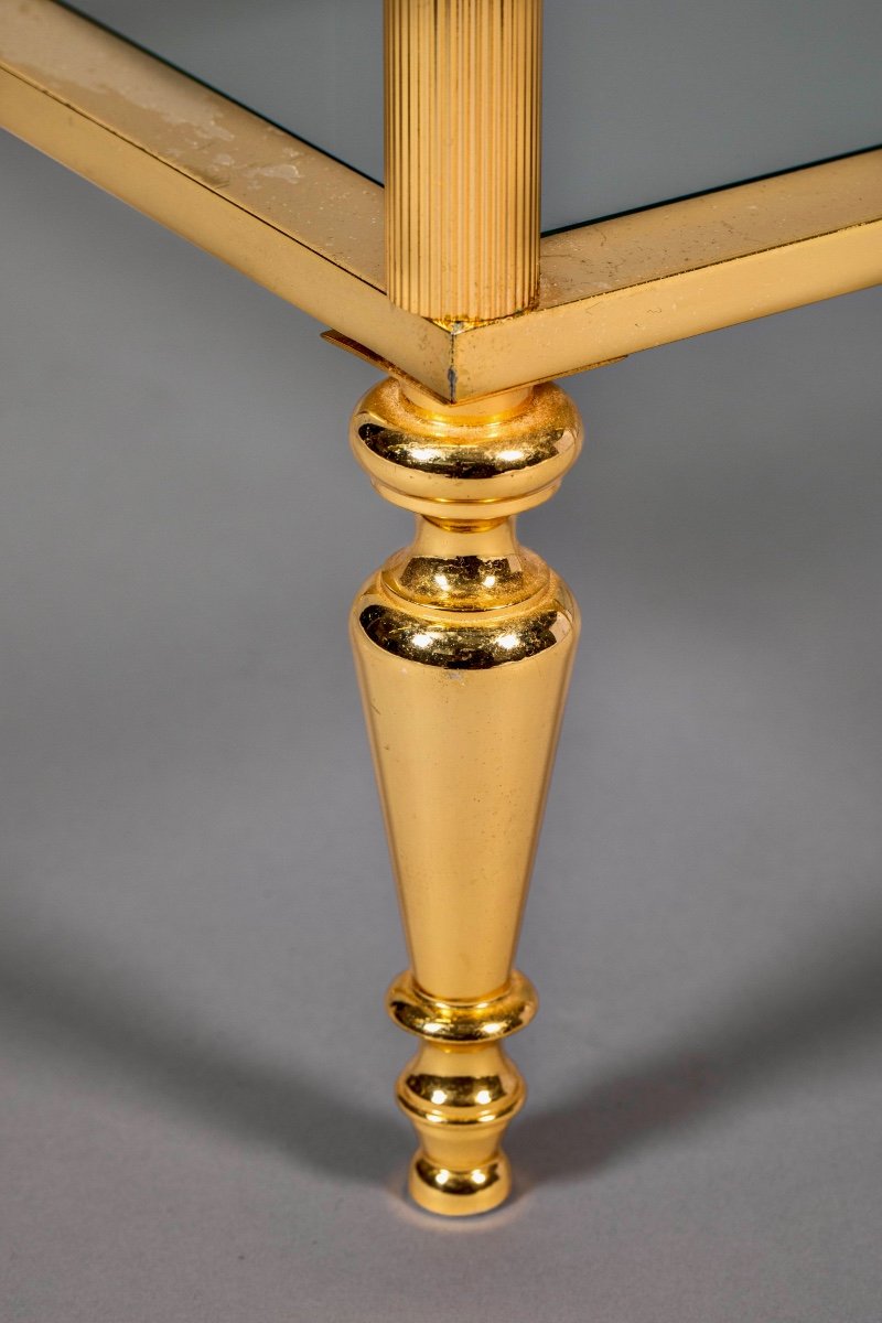 Pair Of Rectangular Tables In Gilded Brass -photo-2