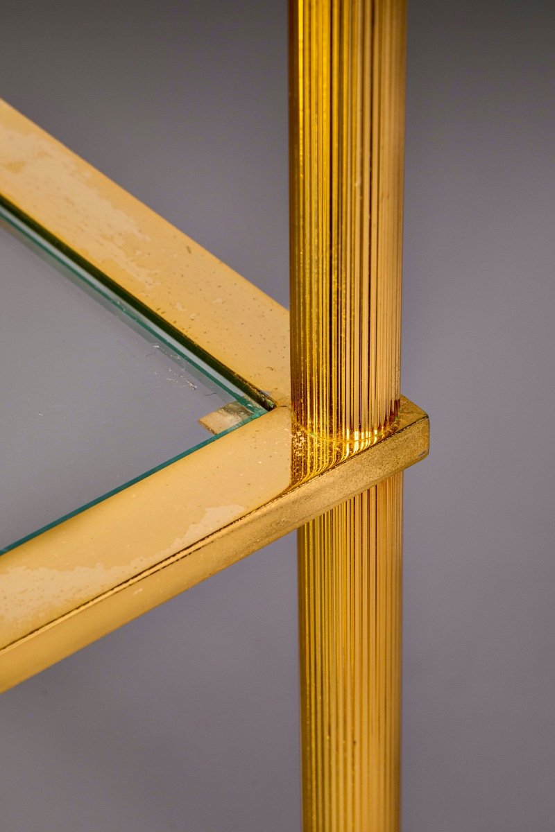 Pair Of Rectangular Tables In Gilded Brass -photo-4