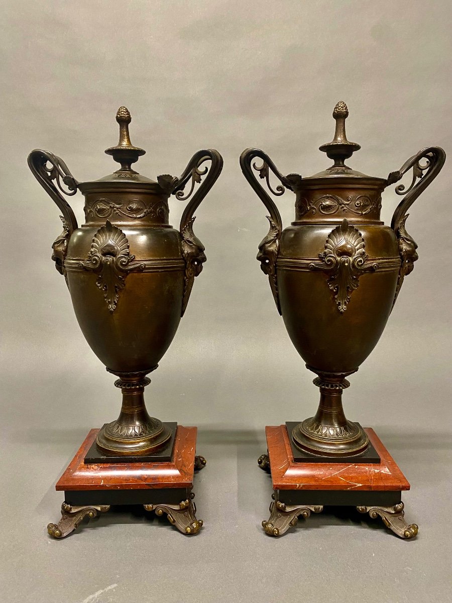 Paire De Grande Vases En Bronze, Période Napoléon III.-photo-4