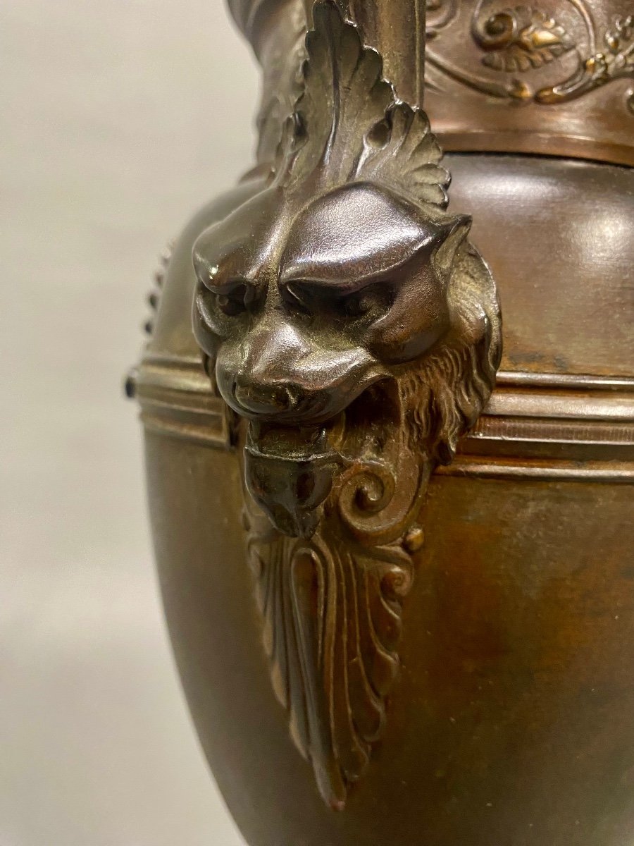 Paire De Grande Vases En Bronze, Période Napoléon III.-photo-3