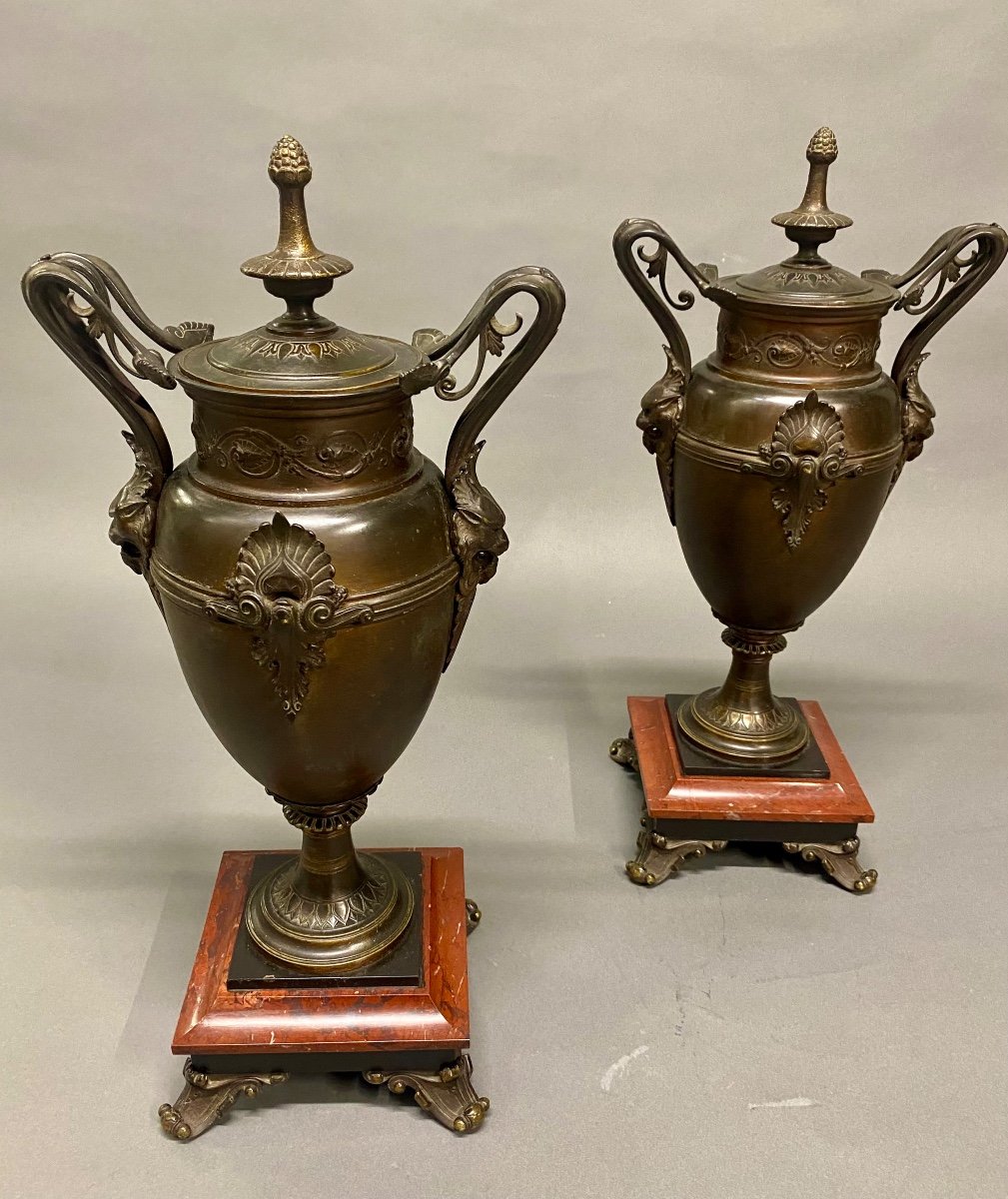 Paire De Grande Vases En Bronze, Période Napoléon III.