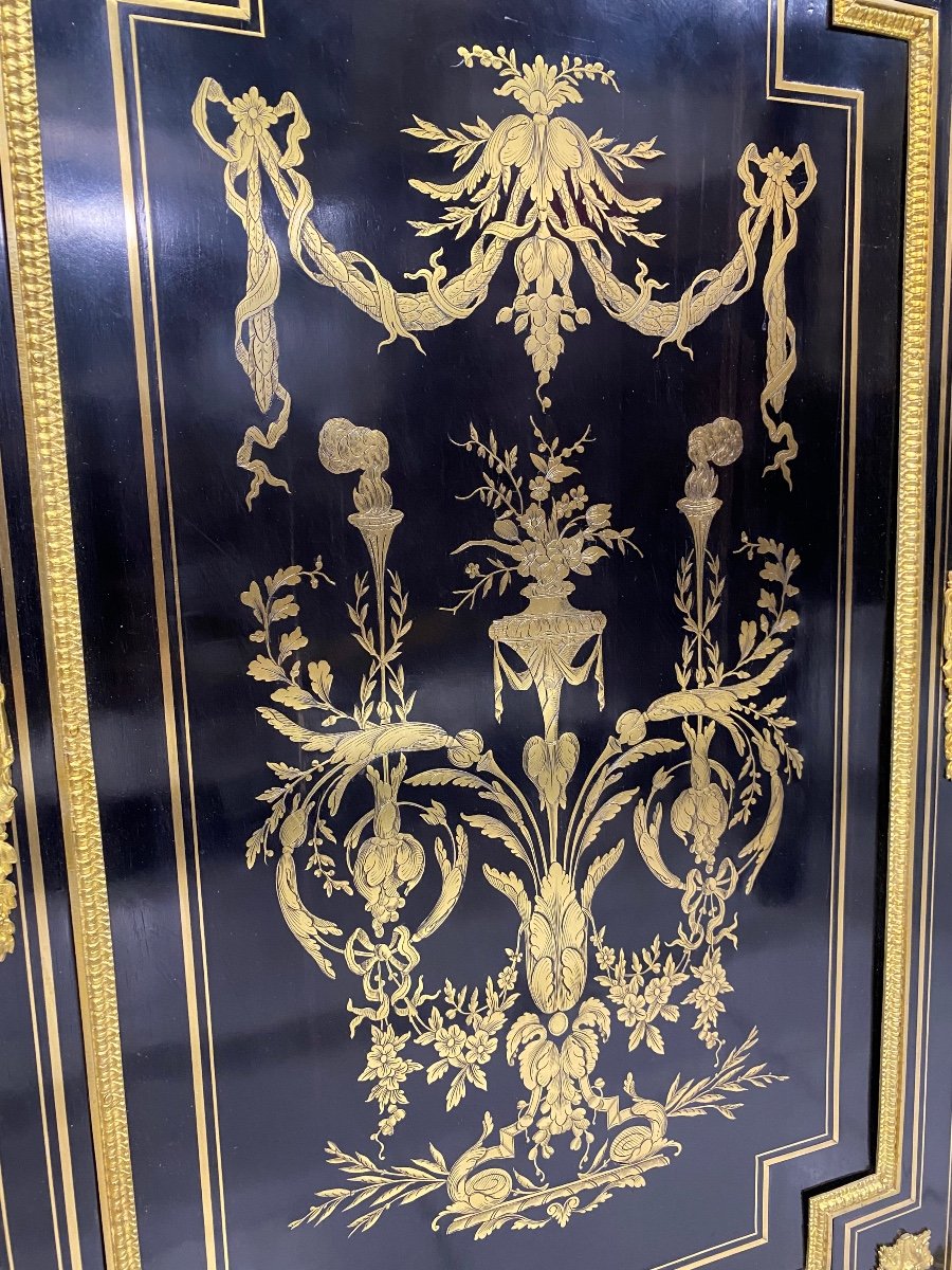 Support Cabinet 2 Doors Napoleon III Period With Detached Columns-photo-4