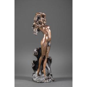 Vittorio Caradossi (italien, 1861-1909). Sculpture En Bronze « Nymphe Des Mers » 