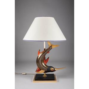 Lamp Decorated With A Japanese Swordfish.