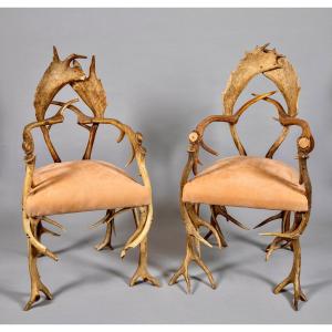 Deer Antler Cabriolet Backrest Armchairs