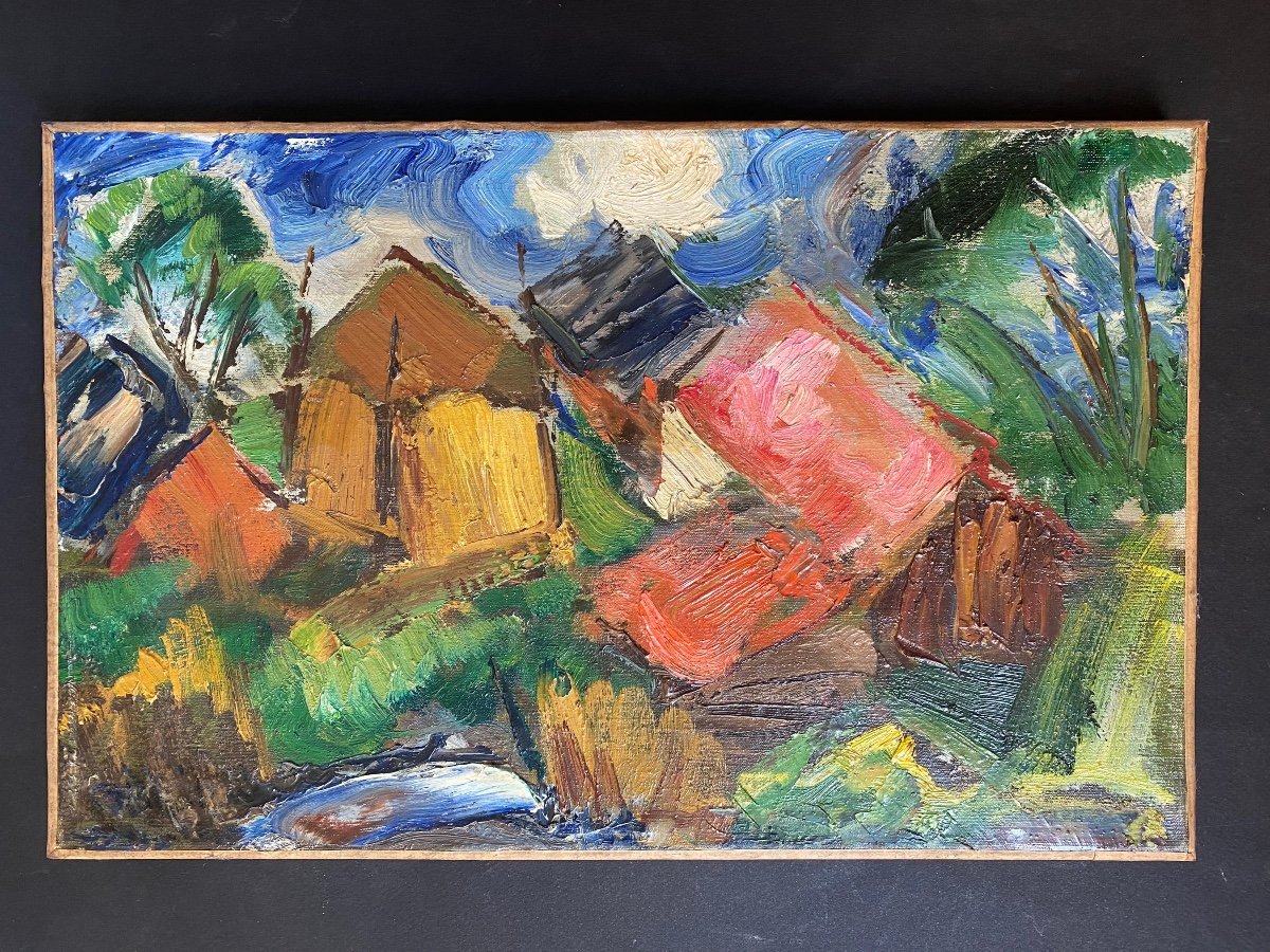 «cubist Landscape ». Early XXth Oil On Canvas.