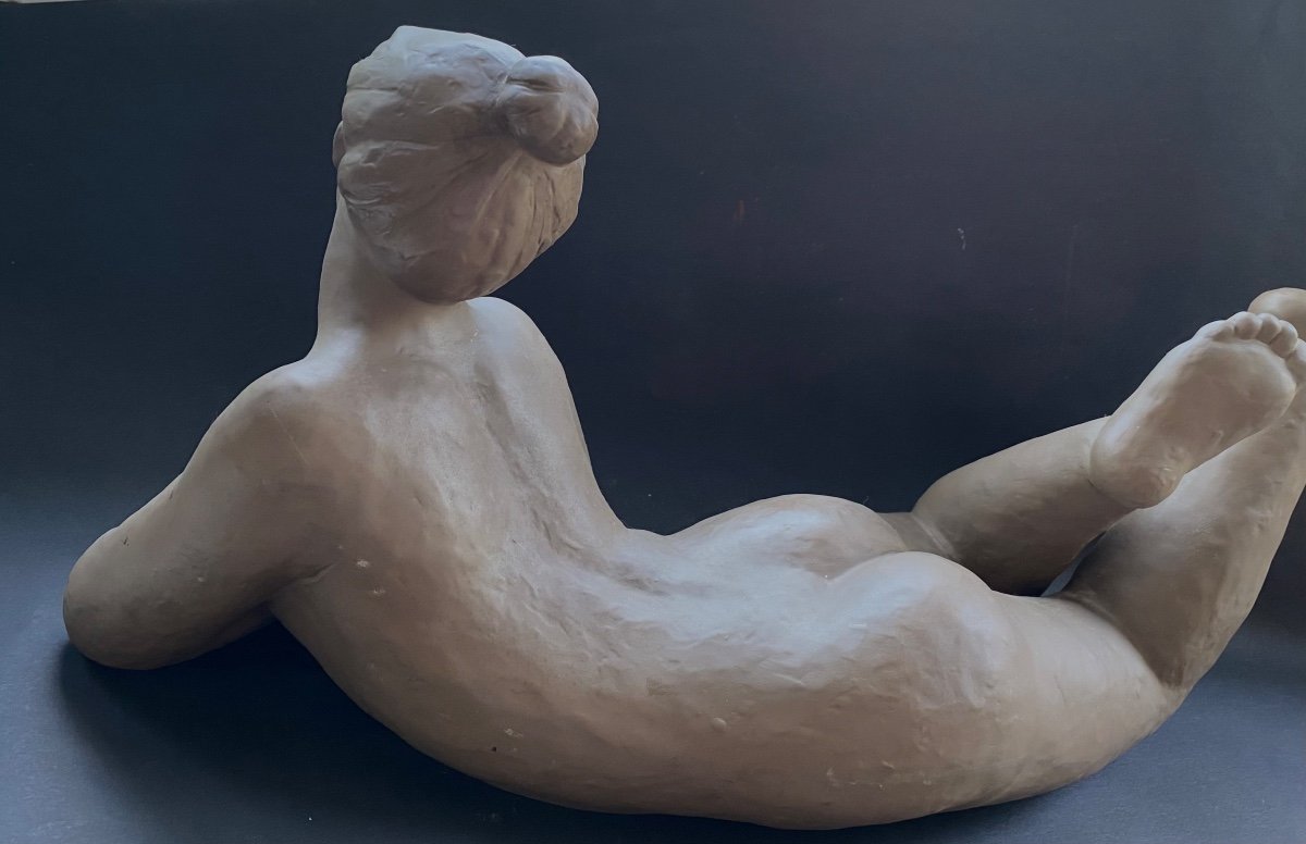 “lying Female Nude”. Sandstone Sculpture. Lladro Factory. Nao. Mid XXth.-photo-4