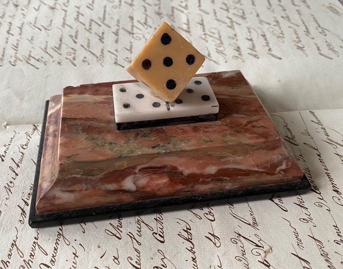19th Century Marble Paperweight. Domino And Dice. Grand Tour.