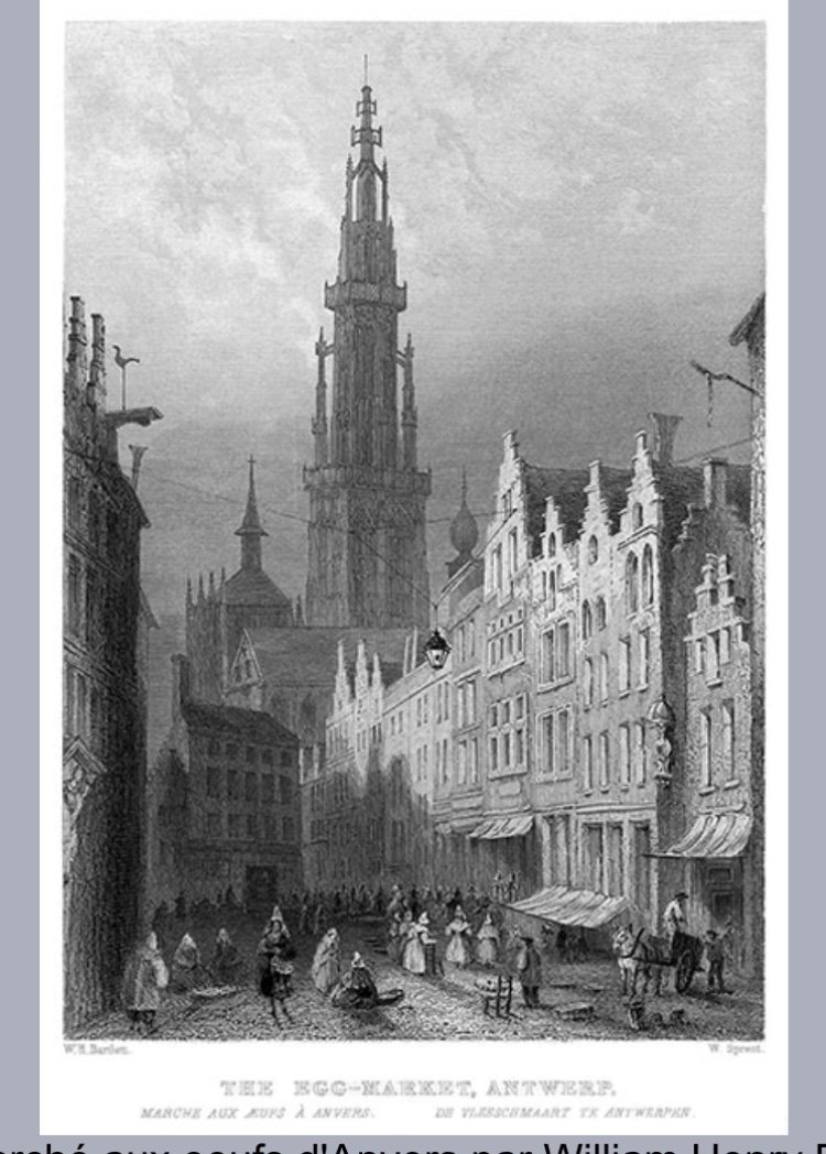 “. Animated Scene.  Market And Antwerp Cathedral ”. Large Oil On Metal. Early 19th Century.-photo-8