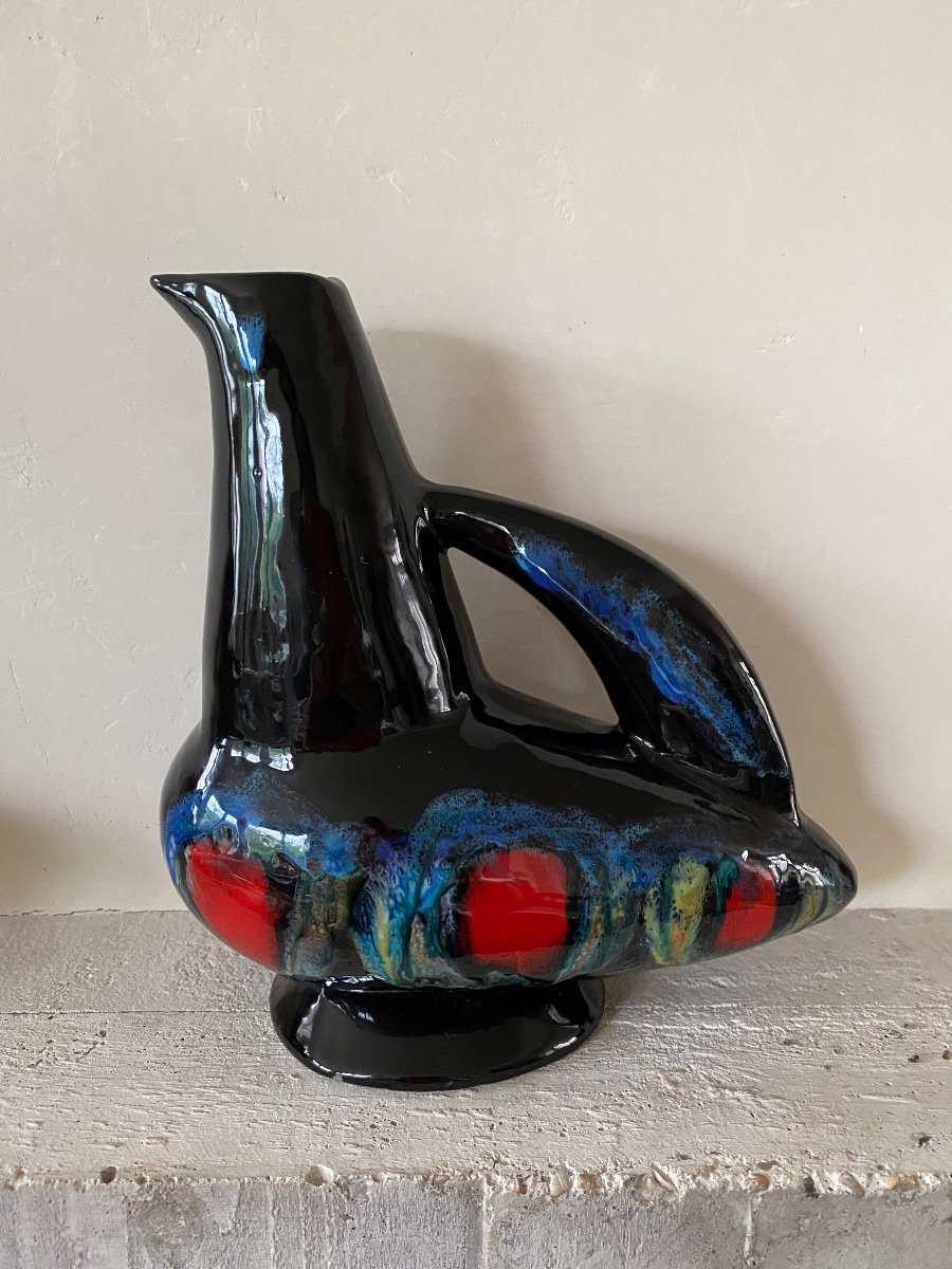“cocotte” Pitcher In Enamelled Ceramic Mid-20th Century. 
