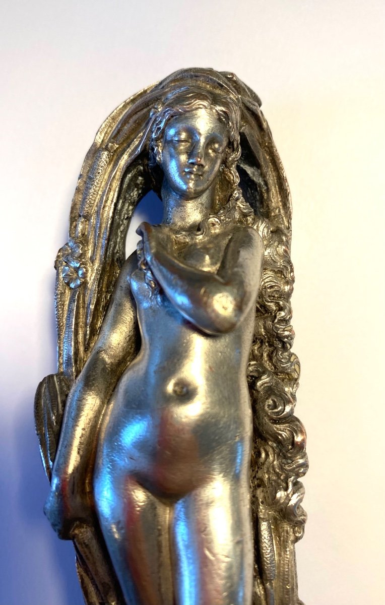 Venus / Aphrodite Anadyomene. 19th Century Silver Bronze. -photo-2