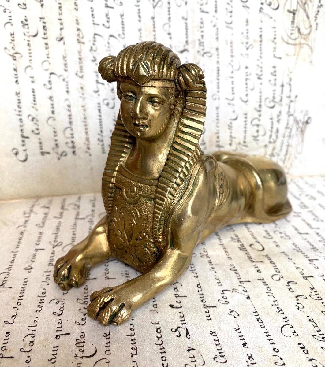 Sphinx En Bronze XIXème. Egyptomania. Presse-papiers.-photo-2