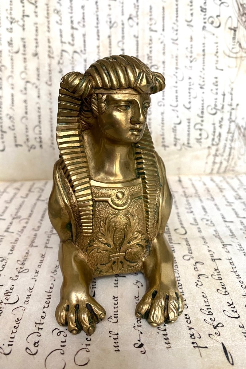 Sphinx En Bronze XIXème. Egyptomania. Presse-papiers.