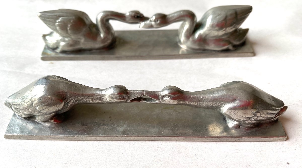 Suite Of Twelve Knife Holders. Animal Decor. Twelve Different Animals. Art Deco Pewter. -photo-3